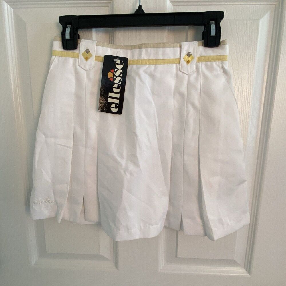 Vintage Ellesse Tennis Skirt Womens Size 4 Made In USA Embroidered Yellow NWT